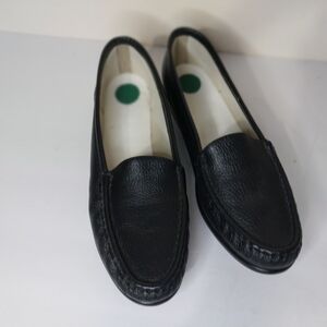 SAS Black Leather Slip-On Loafers